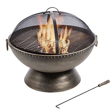 Peaktop Outdoor Garden Patio Round Bowl Steel 30 Log Burning Fire Pit