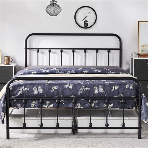 Buy Yaheetech Classic Black Metal Bed Platform With High Headboard And Footboard Mattress
