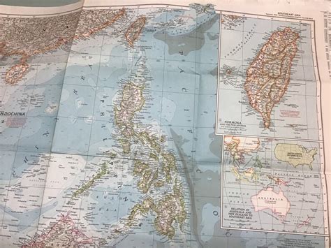 Vintage Southeast Asia Wall Map 1955 National Geographic Etsy España