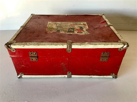 Roller Skate Metal Boxred Metal Boxvintage Metal Boxstorage