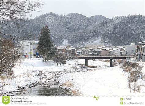 Miyagawa River Surrounded with Snow Stock Image - Image of miyagawa ...