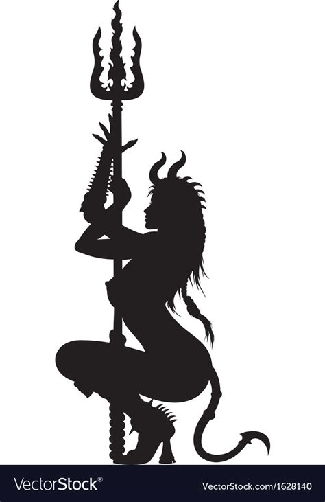 Devil Woman Striptease Silhouette Royalty Free Vector Image