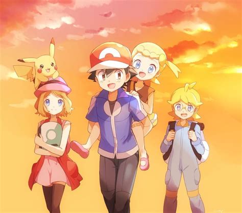 The Kalos Traveling Group Ash Ketchum Pikachu Serena Clemont And Bonnie Art By May From