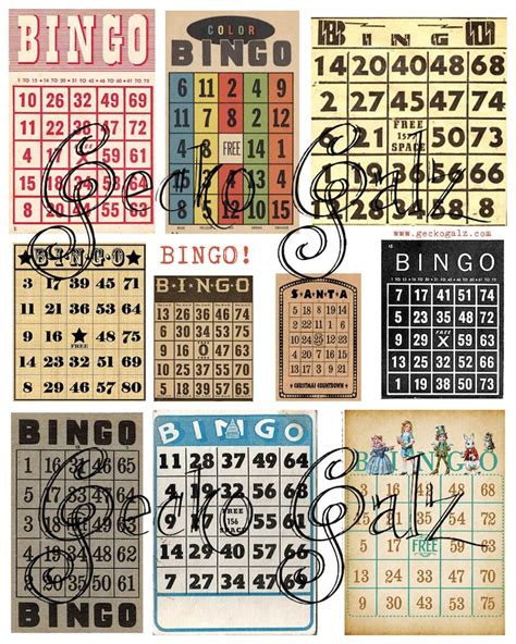 Bingo Cards Digital Collage Sheet Etsy