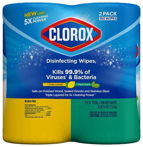 This 35 count canister of disposable, antibacterial wipes features a crisp lemon scent (do not flush wipes). Clorox Disinfecting Wipes Value Pack, Bleach Free Cleaning ...