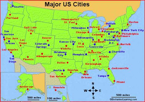 Map Of United States With Major Cities Thefreebiedepot