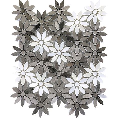 Pansy Mosaic Tile Flower Pattern Floral Floor Tiles Marble Mosaic