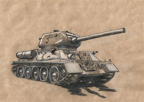 T 34 85 By Jus34 Traditional Art Drawings Technical Drawings Tank