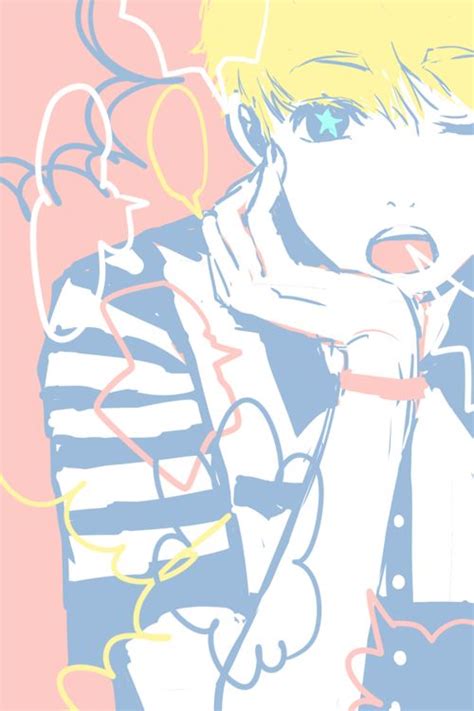 Pastel Art Anime Boy Pink Blue White Soft Cute