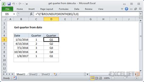 Get Quarter From Date Excel Formula Exceljet
