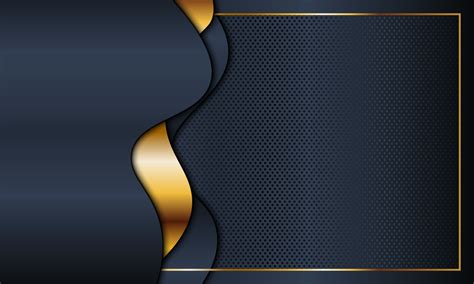 Abstract Dark Navy Wave With Golden Lines Background 6944599 Vector