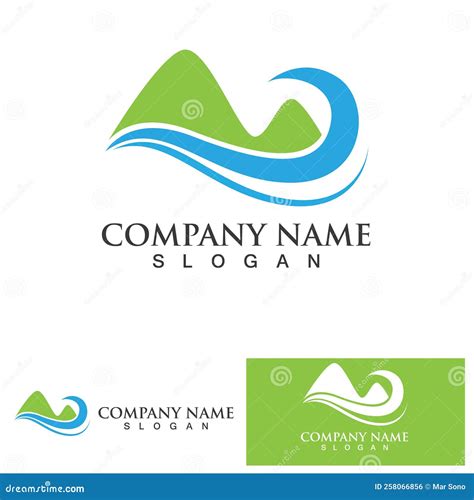 Landscape Wave And Mountain Icon Logo Stock Vector Illustration Of