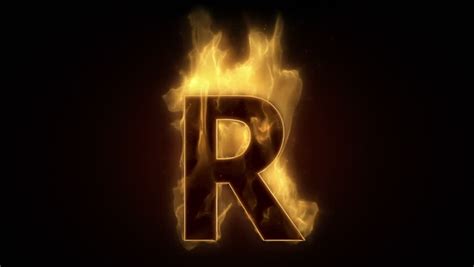 Fiery Letter R Burning Loop Particles Stock Footage Video 100 Royalty