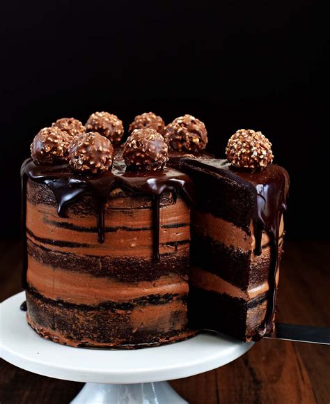 Chocolate Hazelnut Semi Naked Cake With Dark Chocolate Ganache Pepper