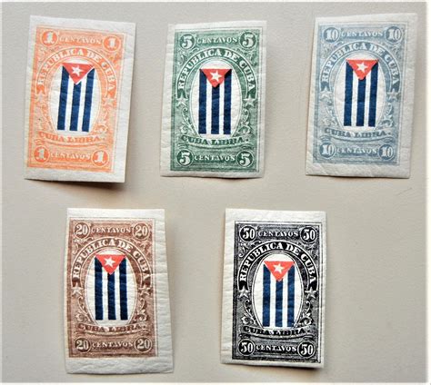 Cuba Rare Marcos Morales 1874 Cuba Libra Misprint Set Of Five Mint