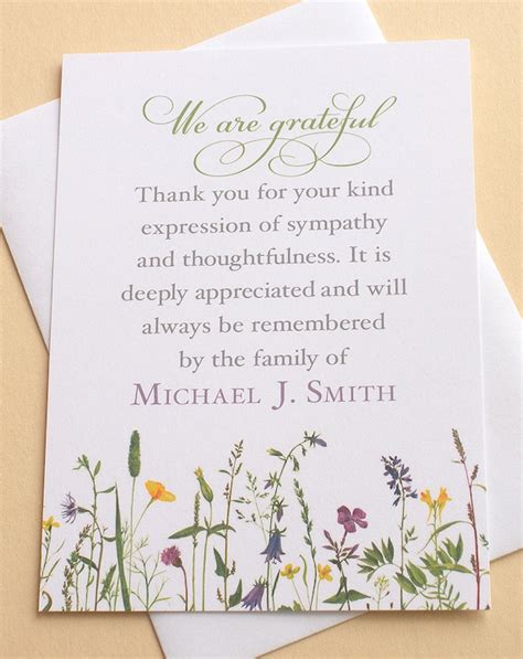 Sympathy Thank You Cards With Pretty Wild Flowers Etsy