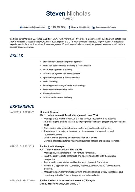 Auditor Resume Example Darlenewoolfolk Blog