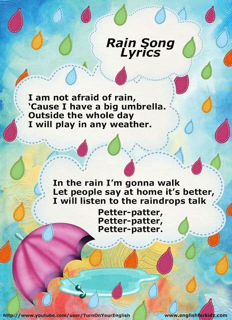 Rain Song Lyrics For Esl Children Kids Songs Preschool Songs