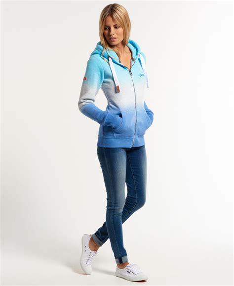 Superdry Duo Dip Dye Zip Hoodie Womens Hoodies And Sweatshirts