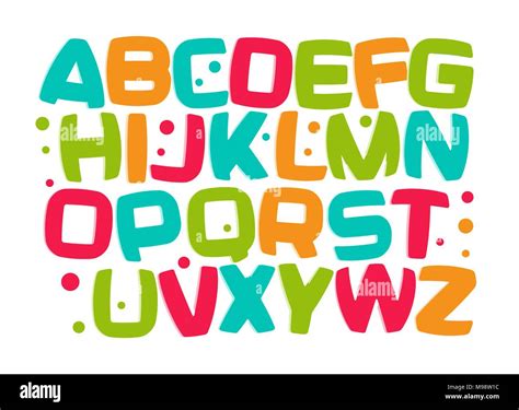 Kids Alphabet Colorful Cartoon Font Kid Letters Set Play Room Funny