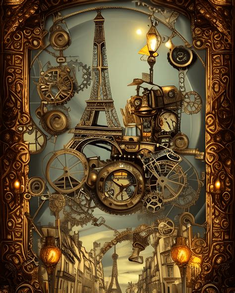 Whimsical Detailed Steampunk Fantasy Paris Graphic · Creative Fabrica