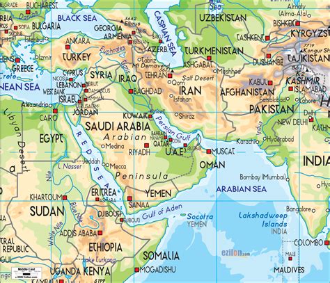 Printable Map Of Middle East