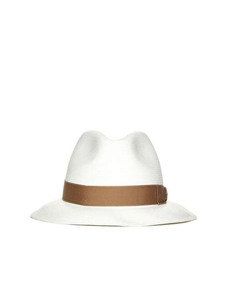 Borsalino Fine Mid Brim Panama Hat In White For Men Lyst