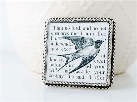 I am a free human being with an independent will. Jane Eyre Brooch - Literary Jewelry - Jane Eyre Quote - I Am No Bird Brooch - Jane Eyre Jewelry ...