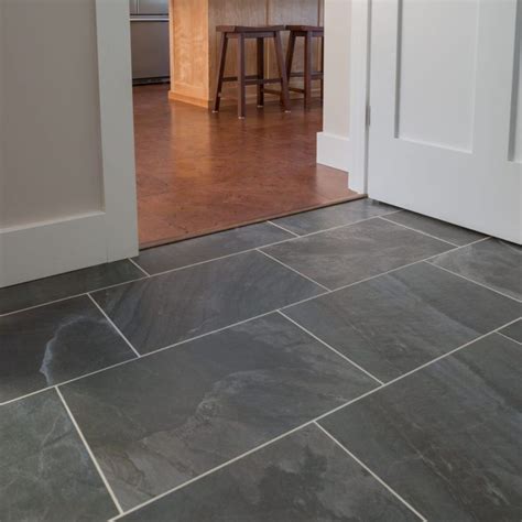 4.dark tiles and light grout color matching. mudroom primitive anthracite 13x19 dark gray slate tile ...