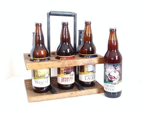 Rustic Beer Caddy Rustic Wood Tote Bomber Carrier 6 Pack Etsy