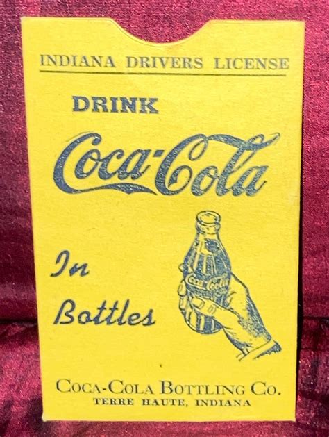 Vintage Coca Cola Drivers License Sleeve Holder Terre Haute Indiana