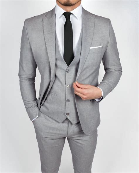 Light Gray 3 Piece Suit Grey Suit Men Wedding Suits Men Grey Grey