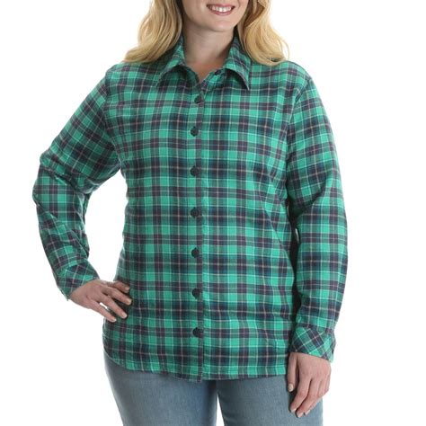 Lee Riders Womens Plus Fleece Lined Flannel Shirt