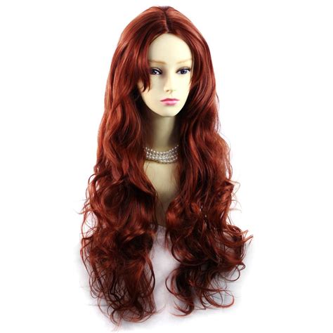 Wiwigs Beautiful Long Curly Copper Red Wavy Hair Skin Top Ladies Wig