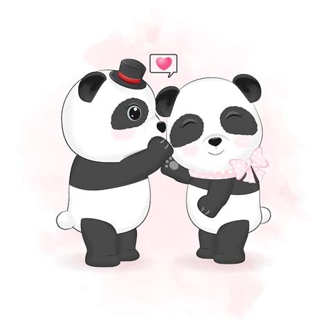 Premium Vector Cute Couple Panda Valentines Day Concept Illustration
