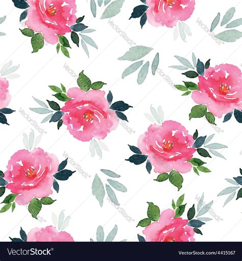 Seamless Pattern Watercolor Flowers Royalty Free Vector