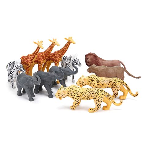 Jumbo Safari Animal Figurines Toys 12 Piece African Jungle Zoo Animals