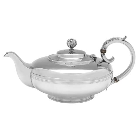 Antique George Iii Silver Plate Tilting Teapot With Burner Stand Circa