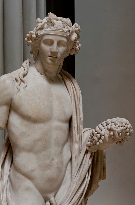 Dionysos Marble Statue Of The Wine God Dionysos Holding A Bunch Of