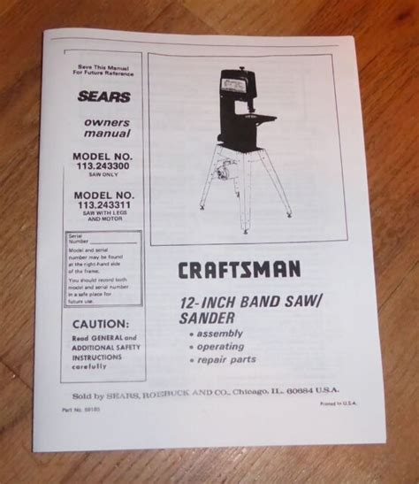 Sears Band Saw Manual