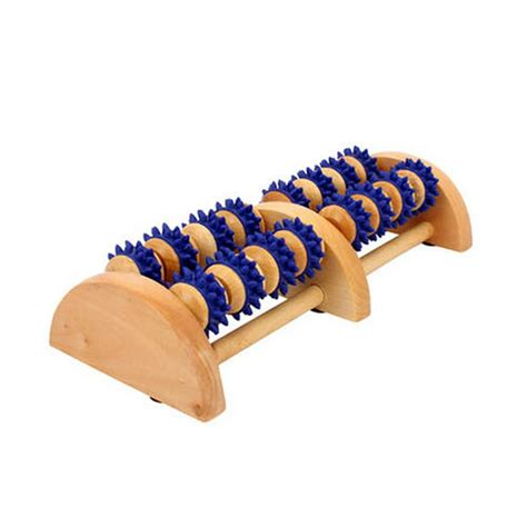Wooden Foot Roller And Massager With 16 Spinning Wheels
