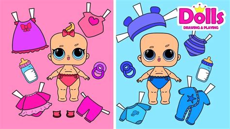 👶🍼new Baby Lol Paper Dolls Clothes Dollhouse And Baby Stoller Papercraft