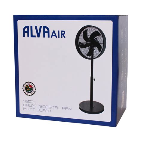 Alva Air 40cm Drum Telescopic Pedestal Fan Matt Black Alva Lifestyle