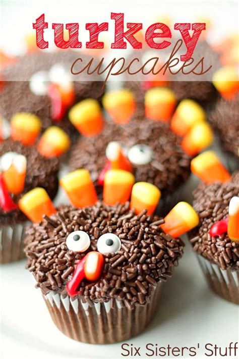 Thanksgiving cupcakes, thanksgiving cookies, thanksgiving mini desserts, thanksgiving pies and cakes and more! Last Minute Turkey Desserts - The Girl Creative