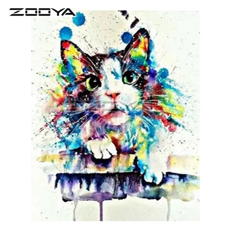 Zooya 5d Diy Diamond Embroidery Animal Cute Colorful Cat Diamond