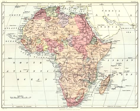 Africa Africa Britannica 9th Edition 1898 Old Antique Vintage Map