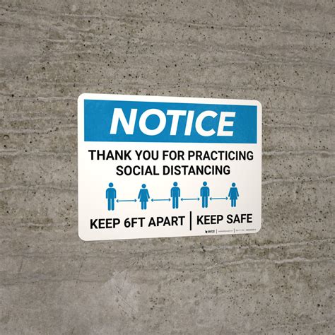 Notice Thank You For Social Distancing Landscape Wall Sign
