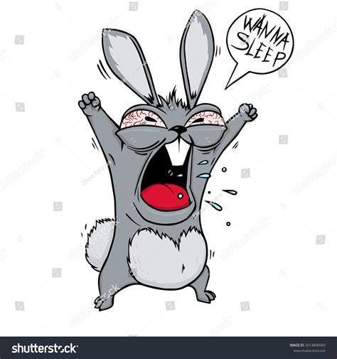Funny Cartoon Illustration Crazy Rabbit Tired Stock Vector Royalty