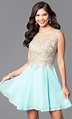 Short Jeweled Fit-and-Flare Prom Dress - PromGirl