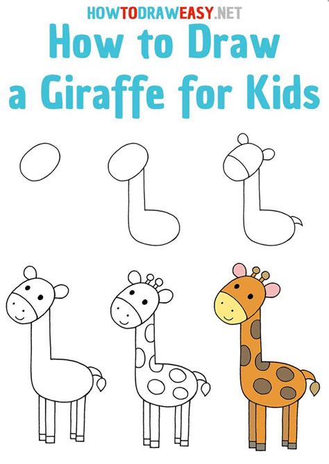 How To Draw A Giraffe Step By Step Drawing Lessons For Kids Drawing